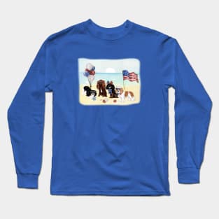 Patriotic Cavalier King Charles Spaniels, All Four Colors Long Sleeve T-Shirt